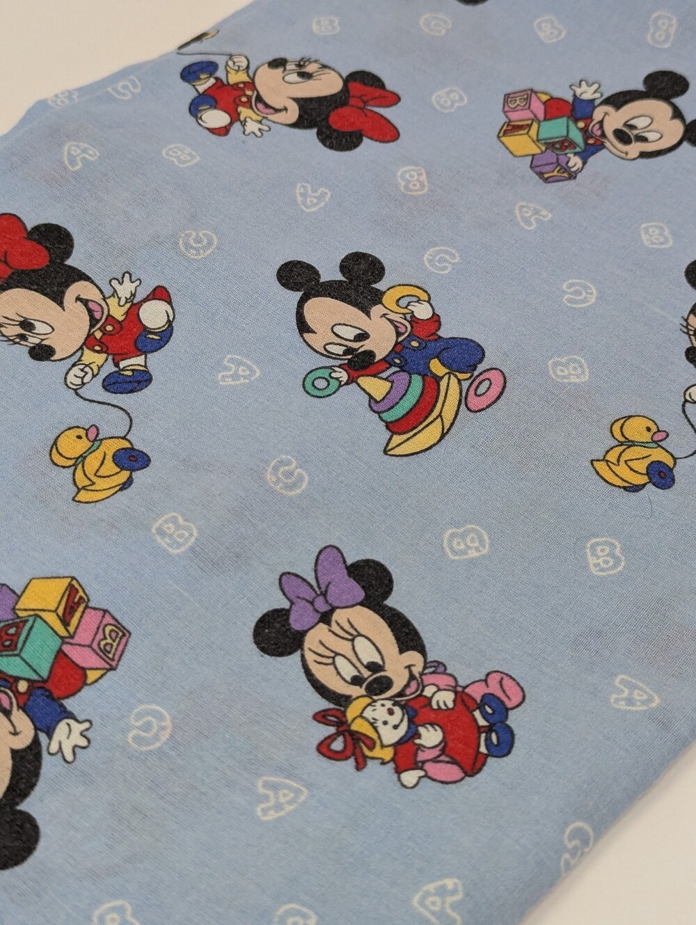 Disney Babies Mickey Minnie Mouse Pillow Case Vintage Fabric
